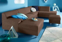Home affaire Wohnlandschaft »Jamie, zeitloses Design, fester Sitzkomfort, viel Platz, U-Form« wahlweise mit Bettfunktion