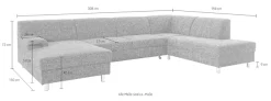 Home affaire Wohnlandschaft »Jamie, zeitloses Design, fester Sitzkomfort, viel Platz, U-Form« wahlweise mit Bettfunktion