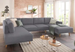 Home affaire Wohnlandschaft »Lasse U-Form« im scandinavischem Stil mit Holzfüßen
