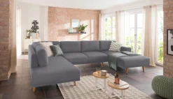 Home affaire Wohnlandschaft »Lasse U-Form« im scandinavischem Stil mit Holzfüßen