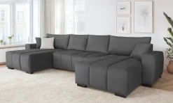 Home affaire Wohnlandschaft »Bello U-Form, B: 347 cm« Schlaffunktion, Bettkasten & 2 Zierkissen, Federkern