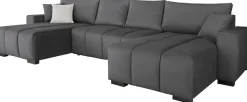 Home affaire Wohnlandschaft »Bello U-Form, B: 347 cm« Schlaffunktion, Bettkasten & 2 Zierkissen, Federkern