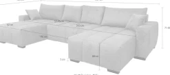 Home affaire Wohnlandschaft »Bello U-Form, B: 347 cm« Schlaffunktion, Bettkasten & 2 Zierkissen, Federkern