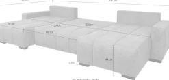 Home affaire Wohnlandschaft »Bello U-Form, B: 347 cm« Schlaffunktion, Bettkasten & 2 Zierkissen, Federkern