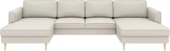 Home affaire Wohnlandschaft »Booster, whlw. mit Schlaffunktion & Bettkasten, Fuß Buche lackiert« Sofa in U-Form, Breite 305 cm, in Cord oder Struktur