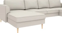 Home affaire Wohnlandschaft »Booster, whlw. mit Schlaffunktion & Bettkasten, Fuß Buche lackiert« Sofa in U-Form, Breite 305 cm, in Cord oder Struktur