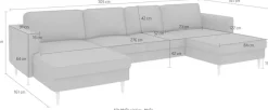 Home affaire Wohnlandschaft »Booster, whlw. mit Schlaffunktion & Bettkasten, Fuß Buche lackiert« Sofa in U-Form, Breite 305 cm, in Cord oder Struktur
