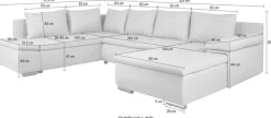 Home affaire Wohnlandschaft »Acra U-Form« mit Bettfunktion und Bettkasten, in Mattenoptik