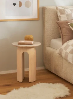 homsy by Ana Johnson Beistelltisch »Laysy« Holzdesign aus Esche, U-Form, Keramik Tischplatte, Breite 45 cm
