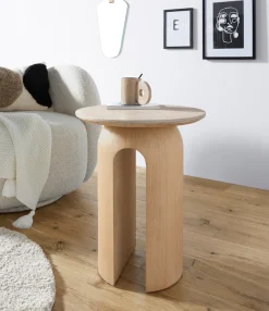 homsy by Ana Johnson Beistelltisch »Laysy« Holzdesign aus Esche, U-Form, Keramik Tischplatte, Breite 45 cm