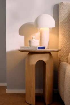 homsy by Ana Johnson Beistelltisch »Laysy« Holzdesign aus Esche, U-Form, Keramik Tischplatte, Breite 45 cm