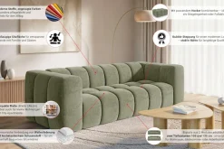 homsy by Ana Johnson Big-Sofa »»L« BOUBELLE Design-Sofa mit Steppung, Bubble-Optik, Breite 246 cm« 4-Sitzer mit Wellenunterfederung, L Sitztiefe 63 cm