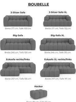 homsy by Ana Johnson Big-Sofa »»L« BOUBELLE Design-Sofa mit Steppung, Bubble-Optik, Breite 246 cm« 4-Sitzer mit Wellenunterfederung, L Sitztiefe 63 cm