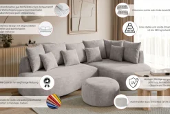 homsy by Ana Johnson Polsterhocker »PEBBLA Rundhocker, modernes Design, Bezug- Boucle oder Struktur« Durchmesser 70 cm, passend zum Sofa der Serie