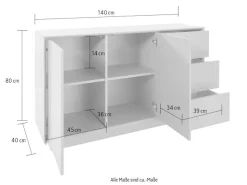 homsy by Ana Johnson Sideboard »Storvia« seidenmatte Lackierung, geräuschlose Soft-Close-Schubladen, B 140 cm