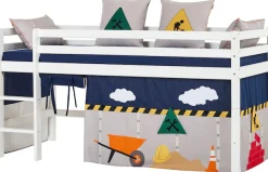 Hoppekids Hochbett »«Construction»« mit Baustellen-Vorhang Matratze 2 Größen