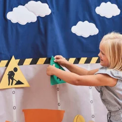 Hoppekids Hochbett »«Construction»« mit Baustellen-Vorhang Matratze 2 Größen