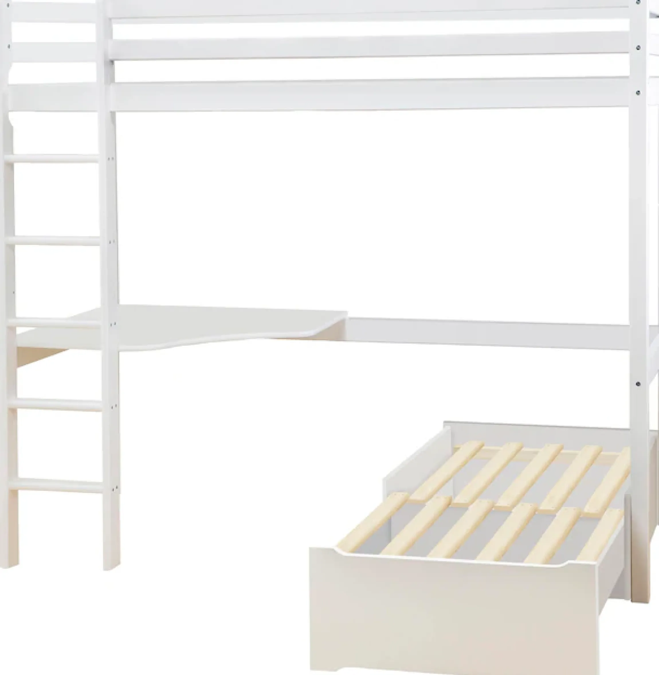 Hoppekids Hochbett »ECO Dream 90x200 mit Schreibtisch & Loungesofa / Gästebett« Kinderbett aus Massivholz, Sofa ausziehbar zum Gästebett