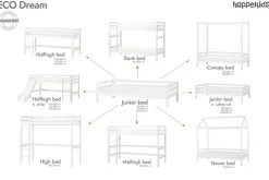 Hoppekids Hochbett »ECO Dream 90x200 mit Schreibtisch & Loungesofa / Gästebett« Kinderbett aus Massivholz, Sofa ausziehbar zum Gästebett