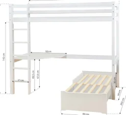 Hoppekids Hochbett »ECO Dream 90x200 mit Schreibtisch & Loungesofa / Gästebett« Kinderbett aus Massivholz, Sofa ausziehbar zum Gästebett