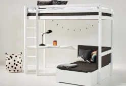 Hoppekids Hochbett »ECO Dream 90x200 mit Schreibtisch & Loungesofa / Gästebett« Kinderbett aus Massivholz, Sofa ausziehbar zum Gästebett