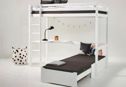 Hoppekids Hochbett »ECO Dream 90x200 mit Schreibtisch & Loungesofa / Gästebett« Kinderbett aus Massivholz, Sofa ausziehbar zum Gästebett