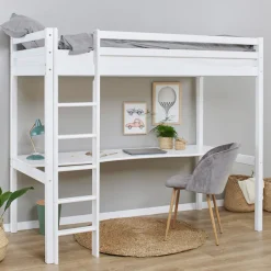 Hoppekids Hochbett »Hochbett 90x200cm mit Schreibtisch, umbaubar zu Einzelbett« FSC® zert. Massivholz, Hochbett ohne Schreibtisch nutzbar