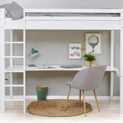 Hoppekids Hochbett »Hochbett 90x200cm mit Schreibtisch, umbaubar zu Einzelbett« FSC® zert. Massivholz, Hochbett ohne Schreibtisch nutzbar