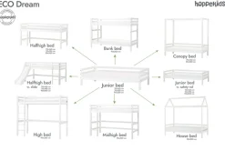 Hoppekids Hochbett »Hochbett 90x200cm mit Schreibtisch, umbaubar zu Einzelbett« FSC® zert. Massivholz, Hochbett ohne Schreibtisch nutzbar