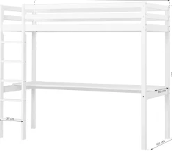 Hoppekids Hochbett »Hochbett 90x200cm mit Schreibtisch, umbaubar zu Einzelbett« FSC® zert. Massivholz, Hochbett ohne Schreibtisch nutzbar