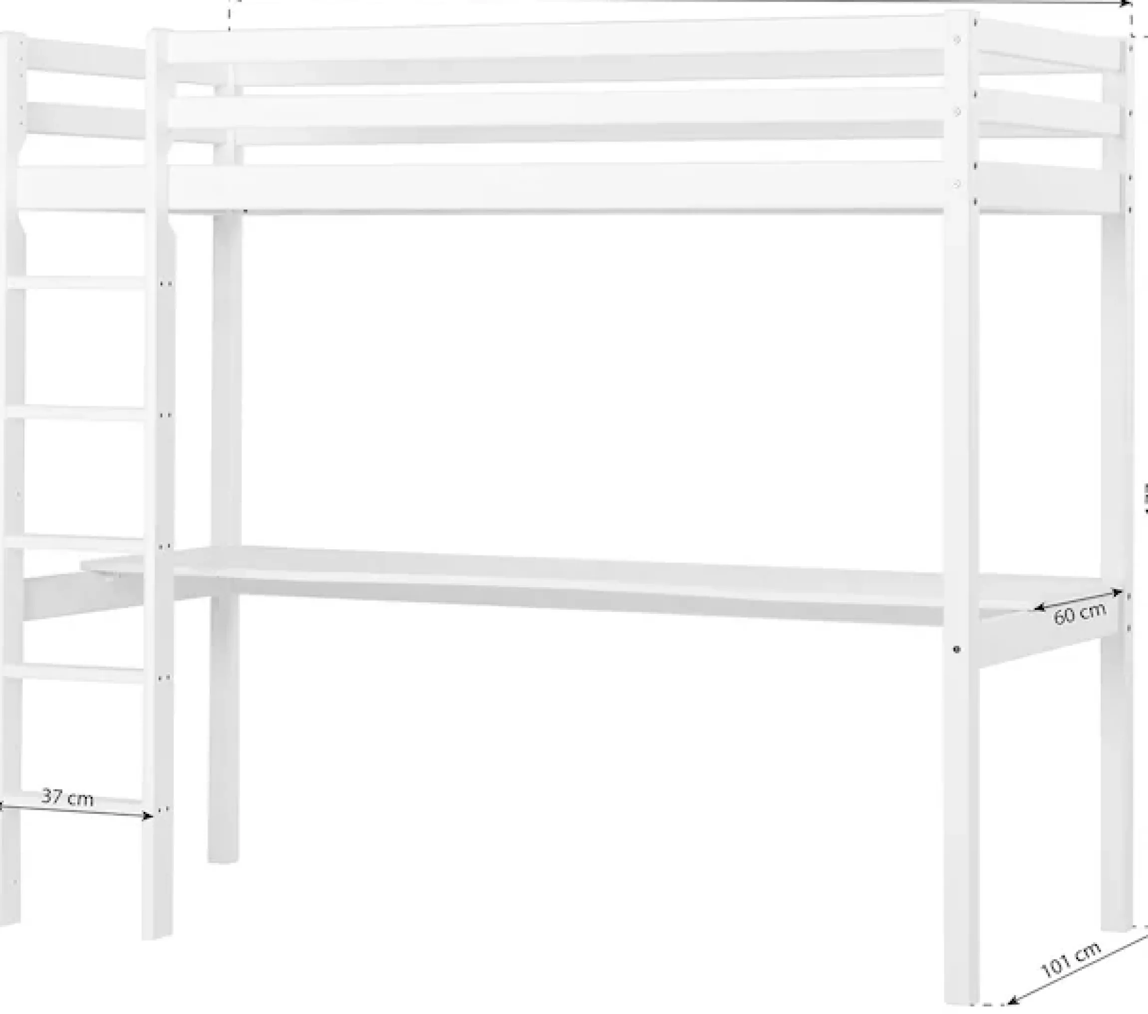 Hoppekids Hochbett »Hochbett 90x200cm mit Schreibtisch, umbaubar zu Einzelbett« FSC® zert. Massivholz, Hochbett ohne Schreibtisch nutzbar