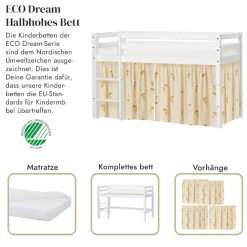 Hoppekids Spielbett »ECO Dream, Hochbett, teilbar in 2 Einzelbetten« Massivholz, wahlweise in 2 Größen und 4 Farben, Matratze wählbar