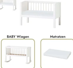 Hoppekids Stubenbett umbaubar zu Sitzbank, wahlweise mit Matratze & Zubehör