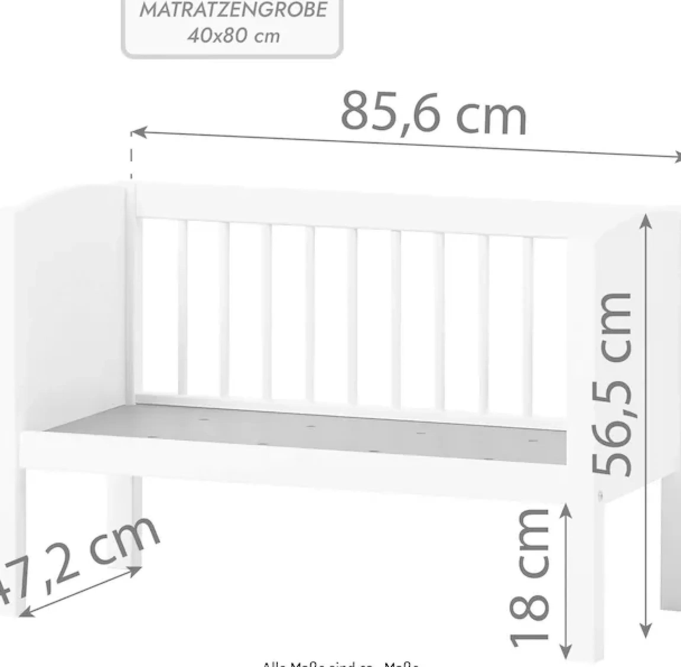 Hoppekids Stubenbett umbaubar zu Sitzbank, wahlweise mit Matratze & Zubehör