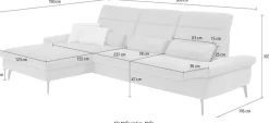 HUKLA Ecksofa »HU-HP22156 L-Form« inkl. Kopfpolsterverstellung, optional mit Sitztiefenverstellung