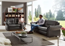 HUKLA 2-Sitzer »HU-SF15058 Ledersofa, Breite 164 cm« hochwertiges Glattleder, optional mit Kopfstütze