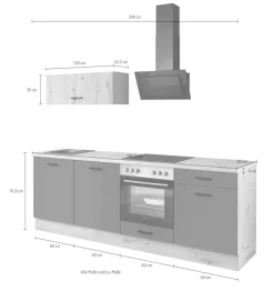 IMPULS KÜCHEN Küchenzeile »Lissabon, Ausrichtung wählbar, Schubkästen mit Soft-Close« Set,vormontiert, in verschiedenen Farben erhältlich, Breite 240 cm