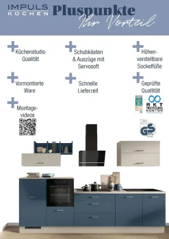 IMPULS KÜCHEN Küchenzeile »Prag, Ausrichtung wählbar, Schubkästen mit Soft-Close« Set,vormontiert, Breite 230 cm
