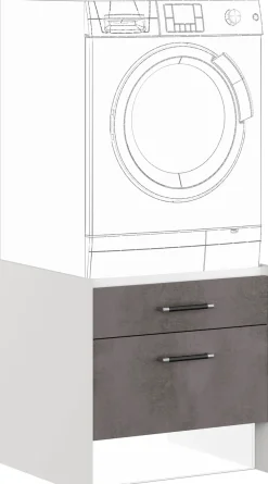 IMPULS KÜCHEN Waschmaschinenumbauschrank »"Prag", Breite/Höhe: 64/61,5 cm, mit Soft-Close« mit Schubkasten, mit Auszug, mit Auflagen für Wäschekorb