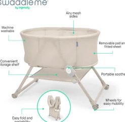ingenuity Baby-Reisebett »Snooze & Stow™ Easy-Folding Bassinet, beige« faltbar