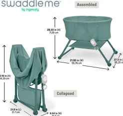 ingenuity Baby-Reisebett »Snooze & Stow™ Easy-Folding Bassinet, grün« faltbar