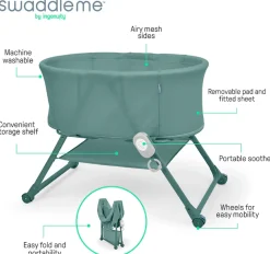 ingenuity Baby-Reisebett »Snooze & Stow™ Easy-Folding Bassinet, grün« faltbar