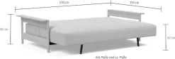 INNOVATION LIVING ™ Schlafsofa »MALLOY 3-Sitzer mit Funktion, bequem & hochwertige Verarbeitung« Hohe Rückenlehne, stabile Armlehnen aus Eichenholz, B:230