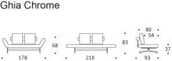 INNOVATION LIVING ™ Schlafsofa »Ghia Breite 210cm, inkl. Armteilverstellung und Bettfunktion« in scandinavischem Design, mit zwei losen Rückenkissen