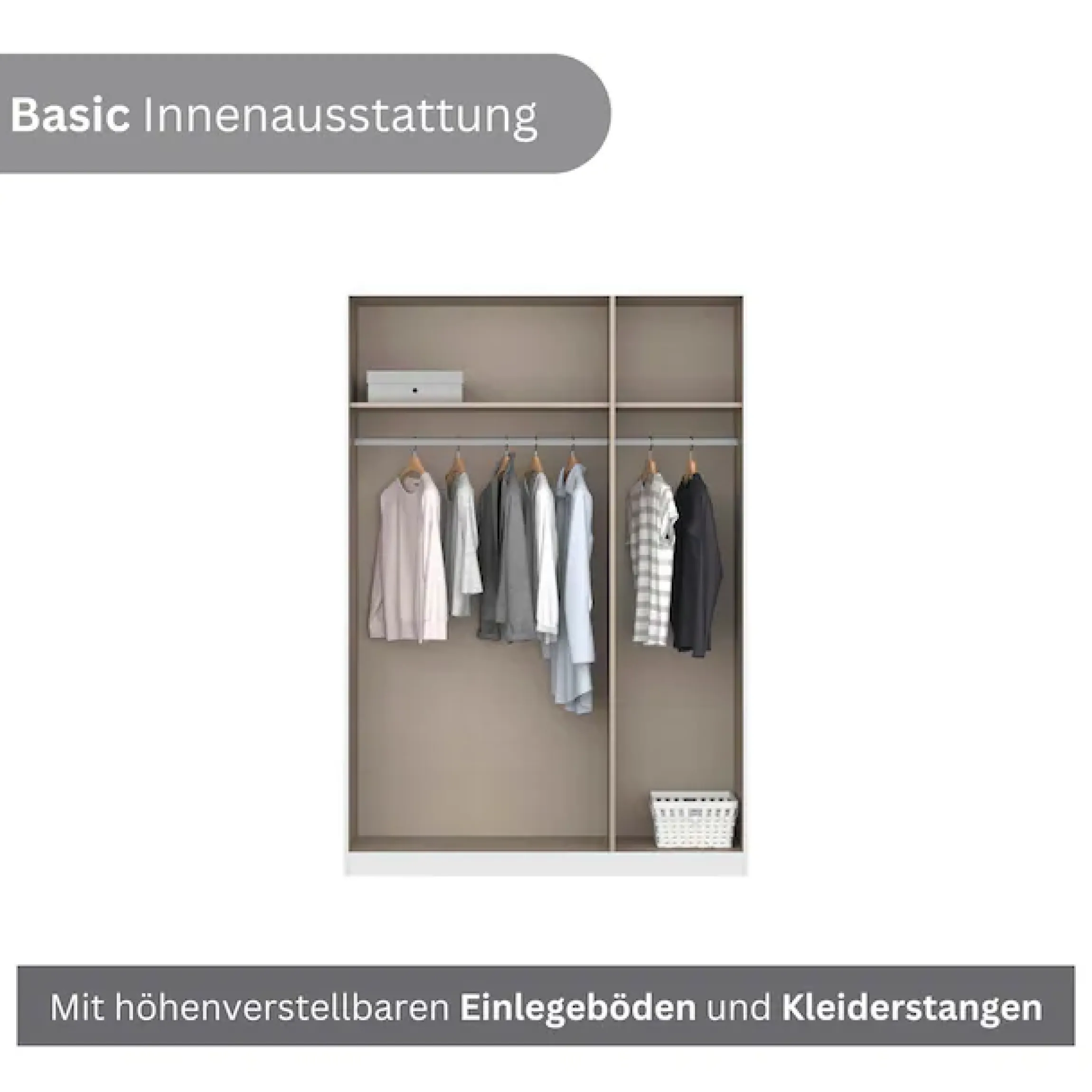 INOSIGN BY RAUCH Drehtürenschrank »Schlafzimmerschrank Kleiderschrank Schrank Garderobe FERRIS« In 3 Ausstattungen BASIC/CLASSIC/PREMIUM, Breiten 136/181/226/271 cm,Mitteltüren mit hochwertigem Grauspiegel MADE IN GERMANY