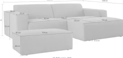 INOSIGN Ecksofa »Koa,228cm, L-Form, Modulsofa, Webstoff, Cord, Struktur, Chenille« Designsofa, Set, Hocker inklusive, weicher Lounge-Sitzkomfort