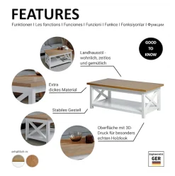 Jahnke Couchtisch »CHALET COFFEE« 1 Stk. tlg. Couchtisch, Kaffetisch, mit Ablageboden, Landhausstil, X-Design