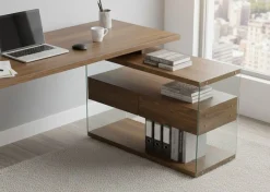 Jahnke Eckschreibtisch »LUX C 15 E« Eckschreibtisch,Glas,wechselseitig montierbar,2 Schubladen,B:145 cm