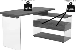 Jahnke Eckschreibtisch »LUX C 15 E« Eckschreibtisch,Glas,wechselseitig montierbar,2 Schubladen,B:145 cm