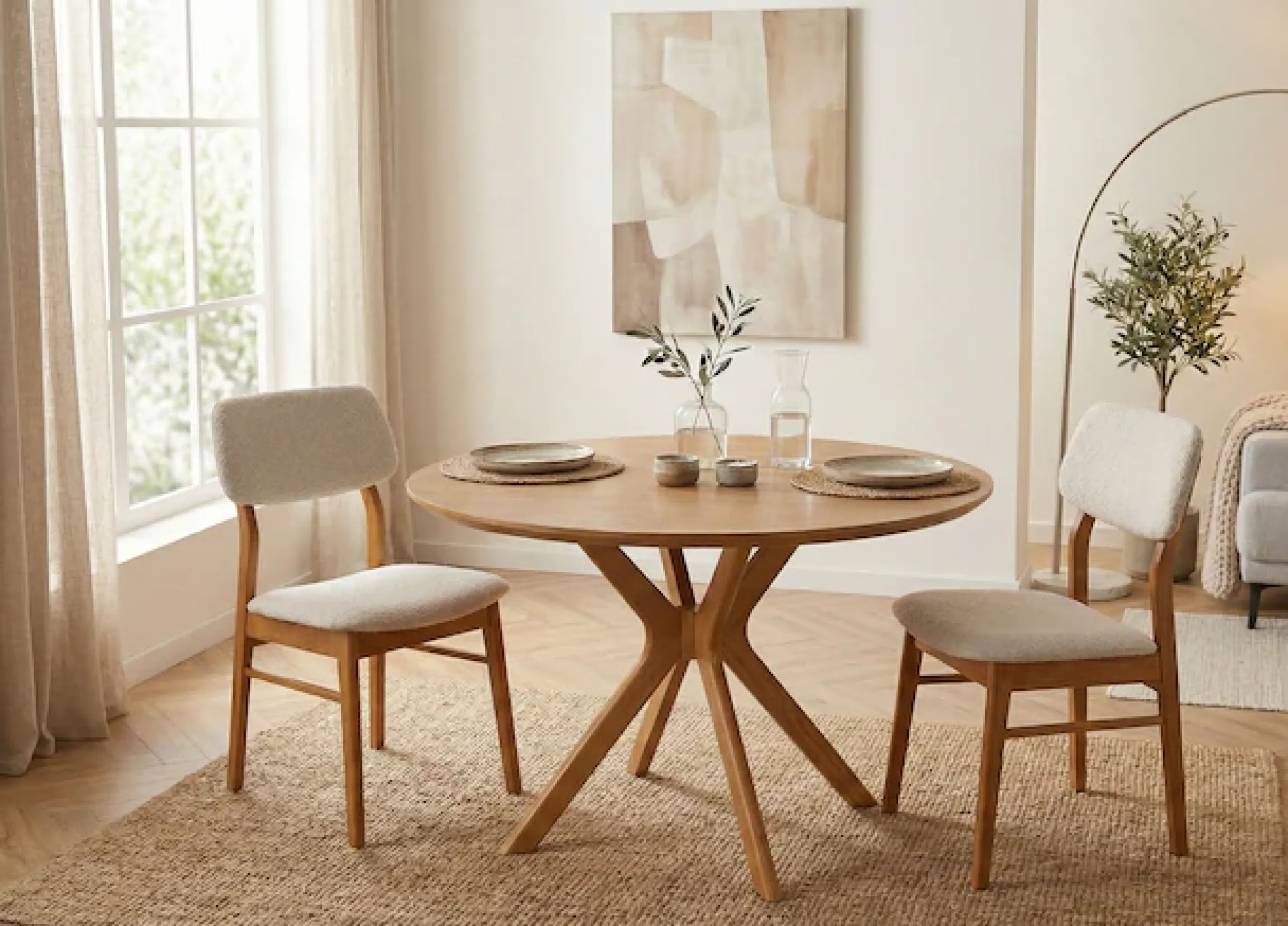 Jahnke Esszimmerstuhl »JOY SIT DUO« (Set) Esszimmerstuhl (2er Set), Massivholz, Boucle-Stoff,bis 110kg belastbar